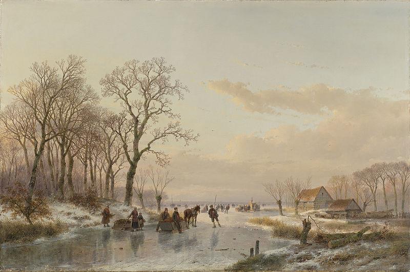 Andreas Schelfhout Een bevroren vaart bij de Maas Spain oil painting art